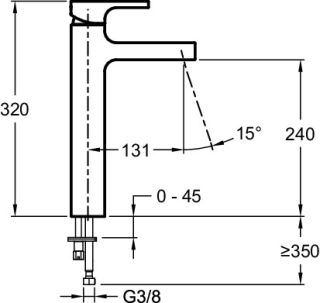 Смеситель для раковины Jacob Delafon STRAYT E98340-CP высокий без донного клапана
